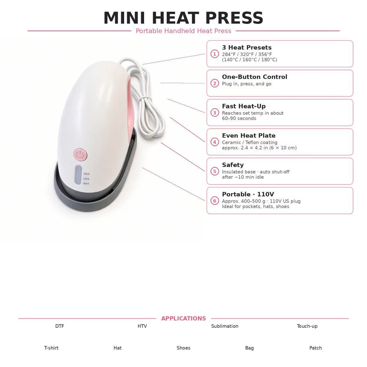 Portable Mini Heat Press Machine 110V — image 2