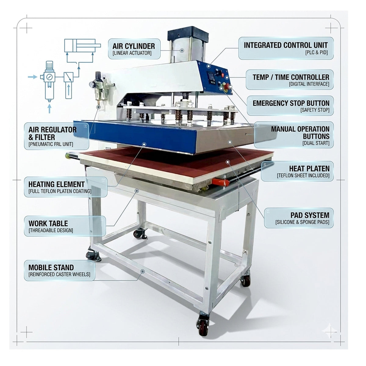 32"x40" Automatic Pneumatic Drawer Heat Press | Industrial Large-Format Press — image 4