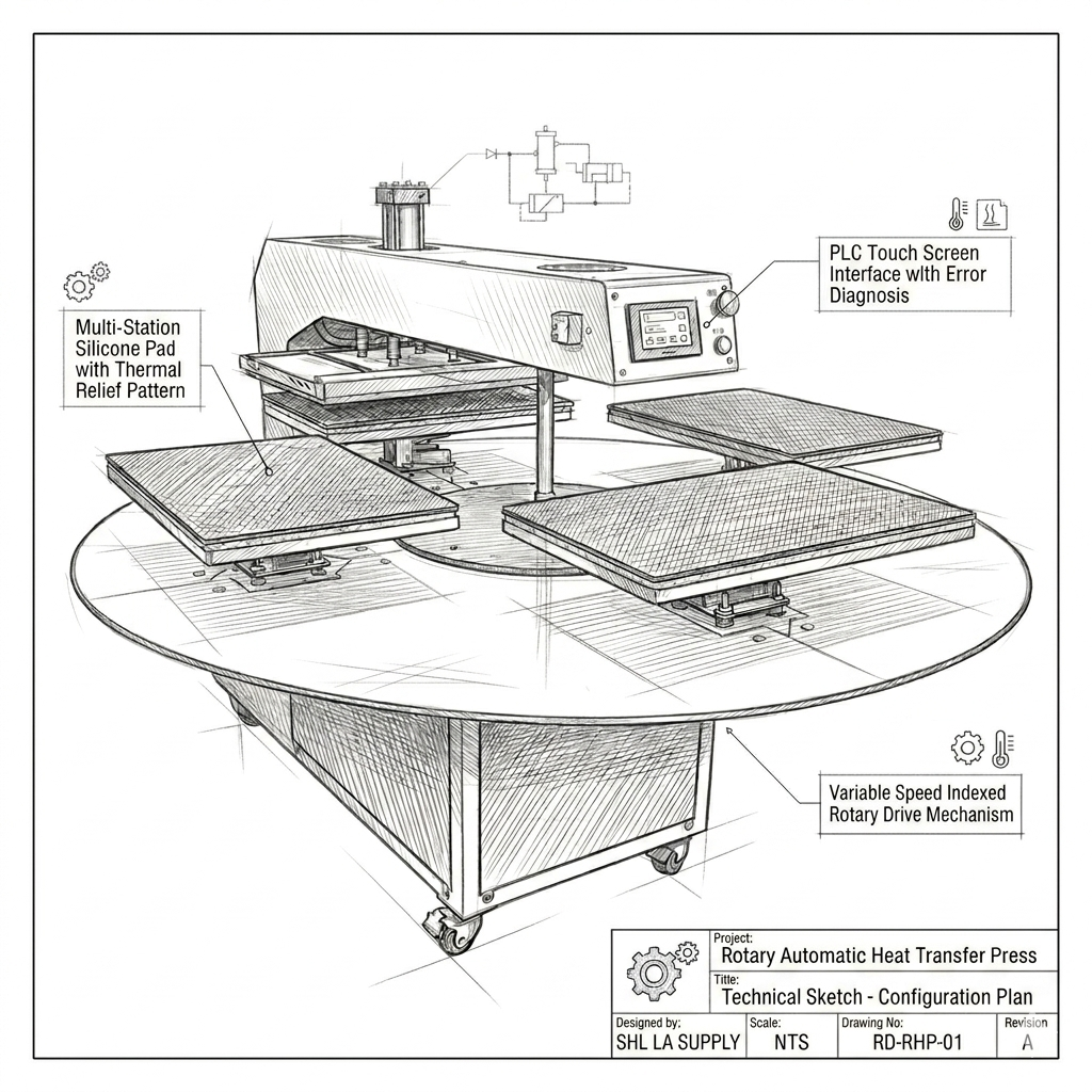 Pneumatic 4 Station Carousel Heat Press 16" x 24" — image 1