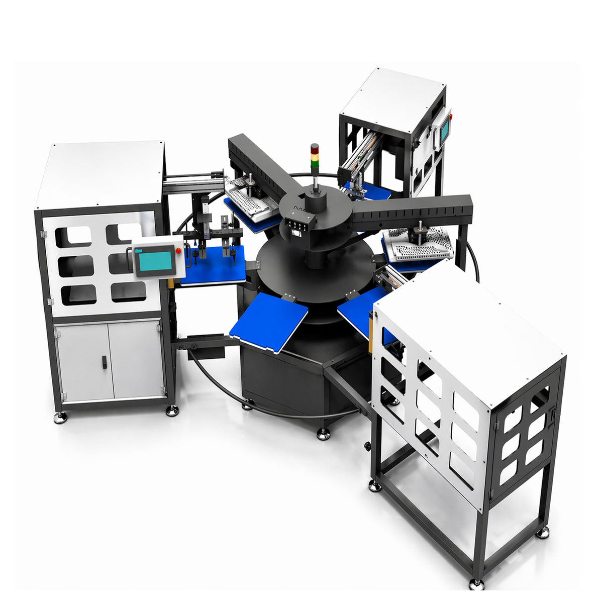 6 Station Carousel Fully Auto Heat Press including Feeder/Peeler/Puller For POD Business — image 3