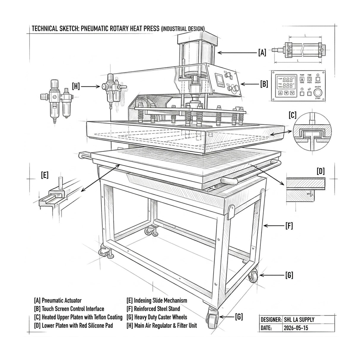 32"x40" Automatic Pneumatic Drawer Heat Press | Industrial Large-Format Press — image 1